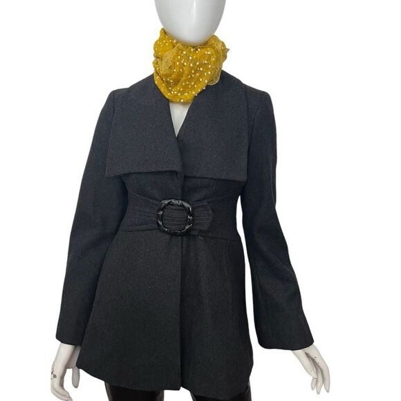 Jessica Simpson Fit and Flare Charcoal Gray Wide Lapel‎ Coat - XS - Picture 1 of 9